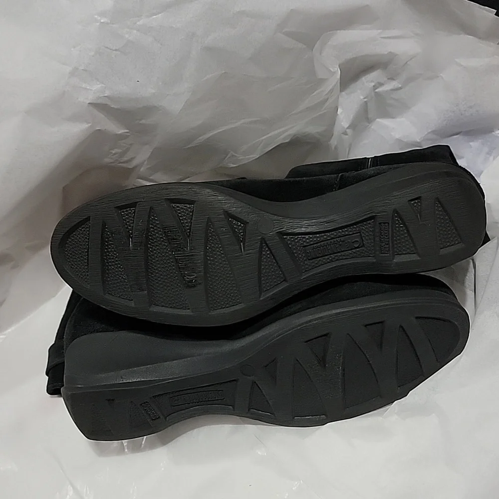New La Canadienne Lizza Smoke Black Suede Zip Waterproof Boots